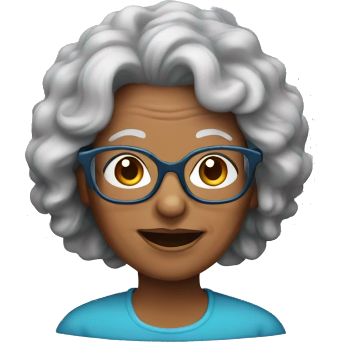 Grandma with long curly hair and glasses emoji
