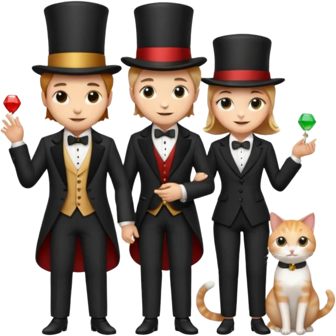 magician couple and their pet cat emoji