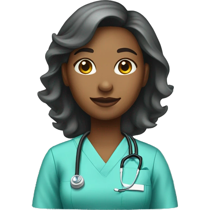Female african american healthcare worker wearing scrubs facing left full body emoji