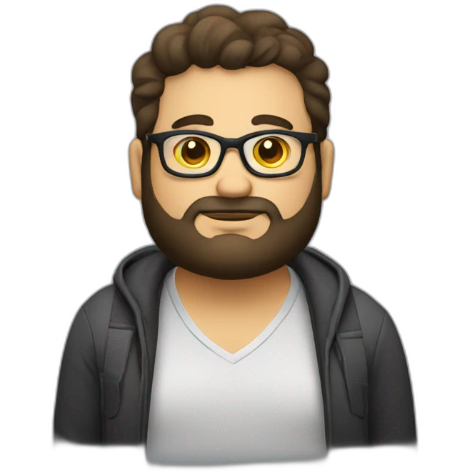 chubby venezuelan programmer with beard and glasses emoji