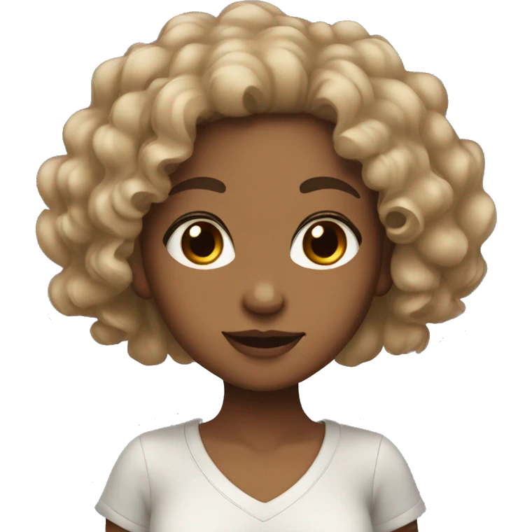 tan girl with black curly hair and brown eyes  emoji
