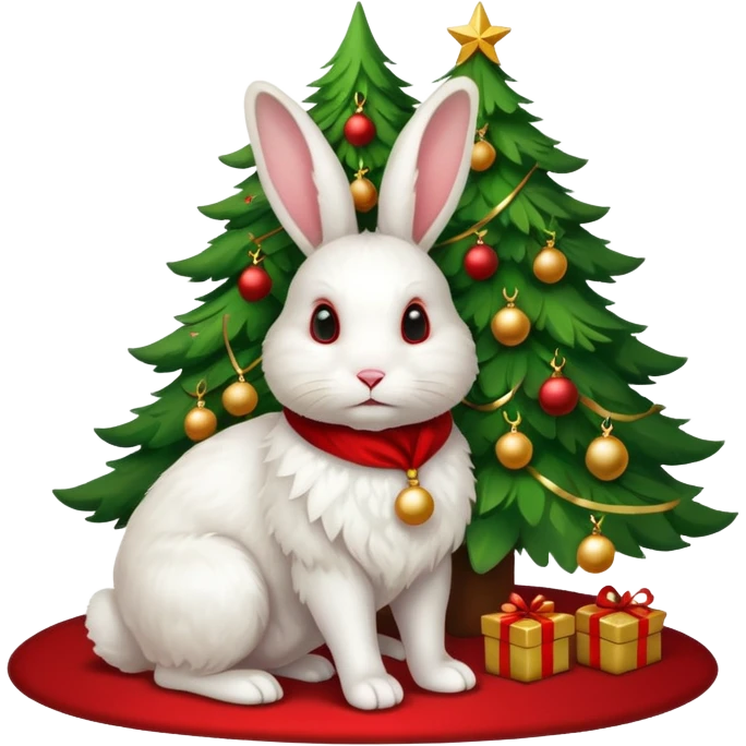 a rabbit under the Christmas tree emoji