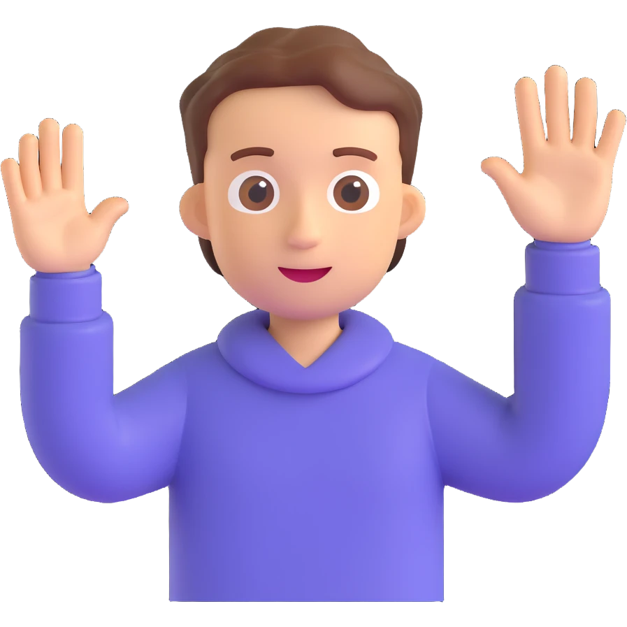 a boy waving hand in 3D emoji style emoji