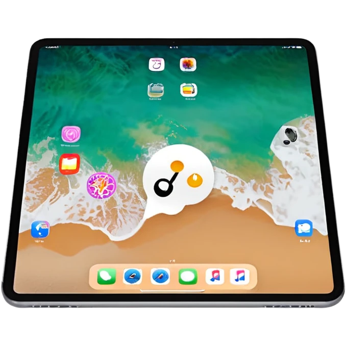 iPad Pro 11-inch facing forward minimal background with screen on emoji