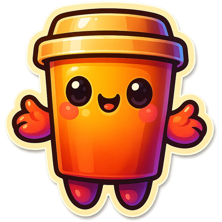 Tall coffee cup, vompassion, offerring a hug emoji