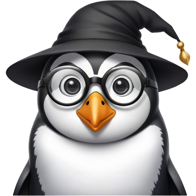 Penguin Wizard with glasses emoji