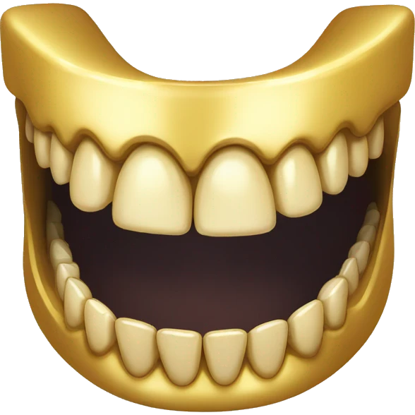 Gold dentures with a tongue  emoji