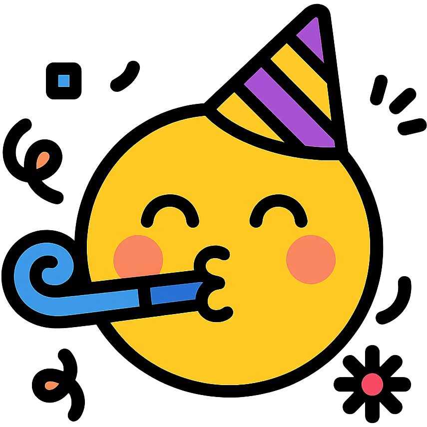 party emoji, cheerful, party hat, confetti emoji