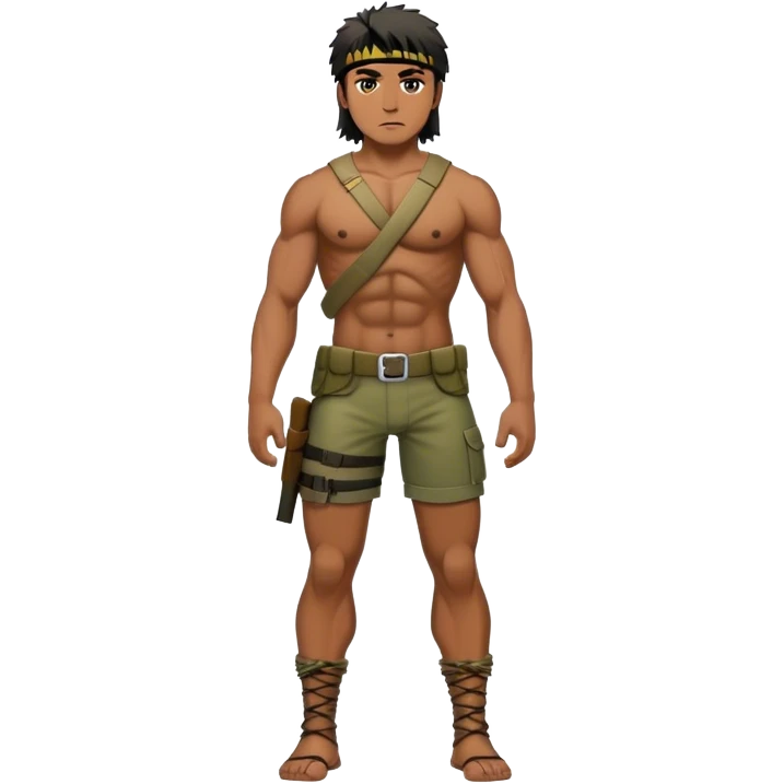 full body modern rambo male human character Konor emoji