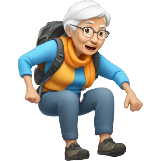 old woman climbing a mountain emoji