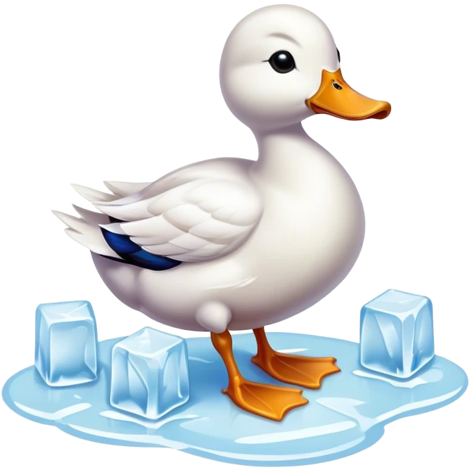 Duck with ice blocks on the feet emoji