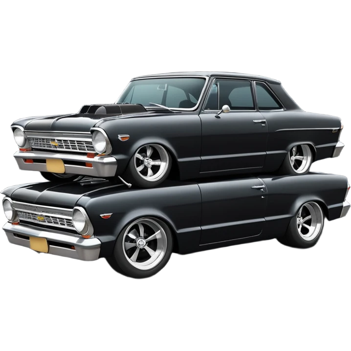 Catwoman’s  black metallic  1965 Chevy Nova SS street rat rod retro mod  emoji