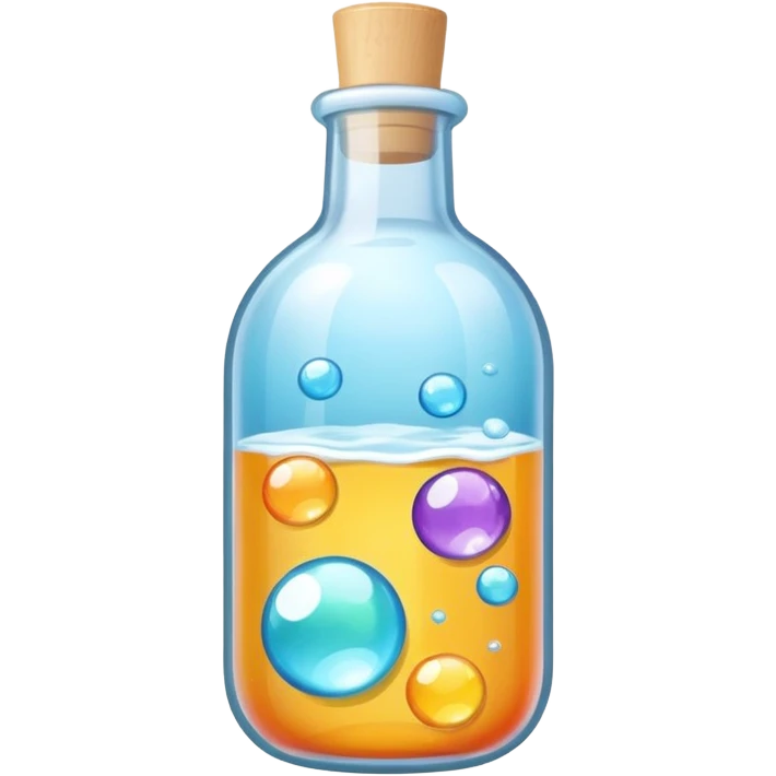 Bottle with a sticker for bath bubble  emoji