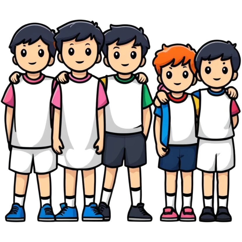 Seven boys and three girls standing together as a group emoji