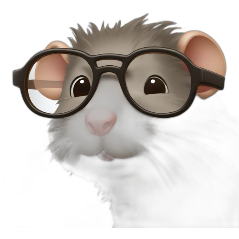 Un gros rat avec des lunettes et avec des cheveux bruns emoji