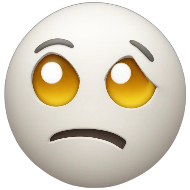 3d sphere with a cartoon decisive skin texture with big thoughtful eyes emoji