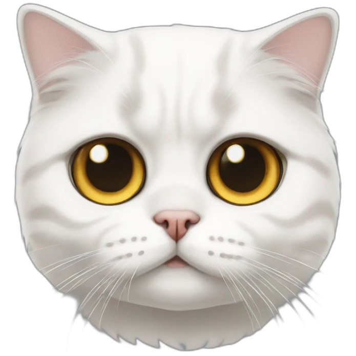 one-eyed white scottish-fold cat emoji