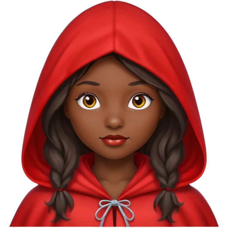 Little red riding hood African American with black with straight long wavy hair and long eyelashes  emoji