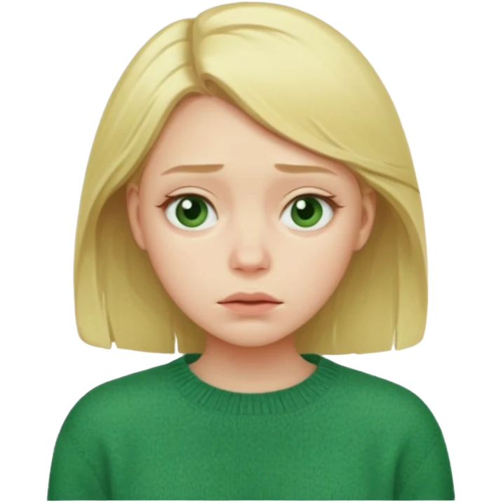 blonde girl has sore throat in green sweater emoji