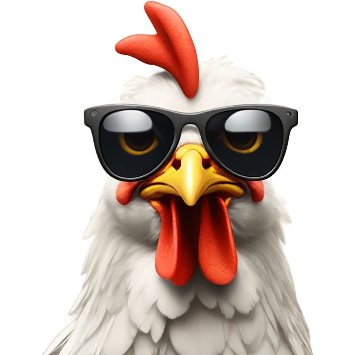 A chicken wearing sunglasses emoji