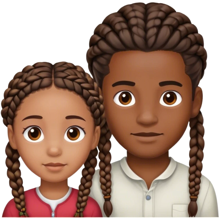 Black brother and sister with braids emoji