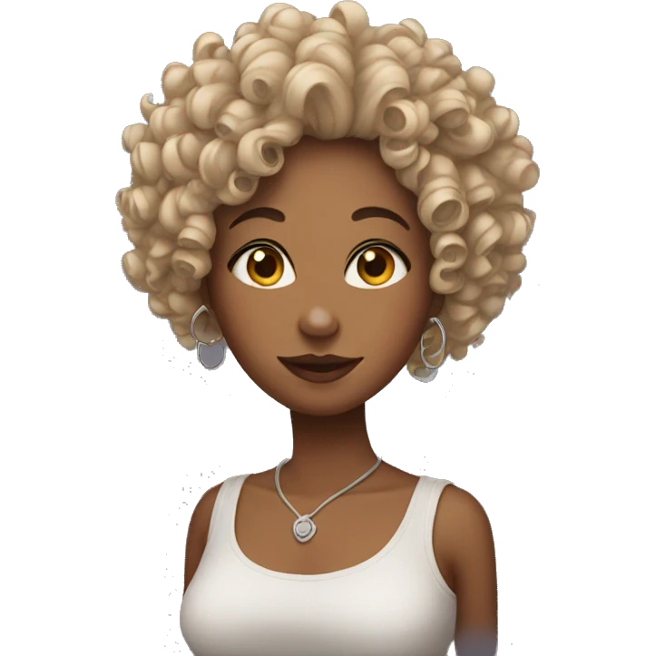woman with curly hair and wearing piercings emoji