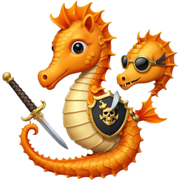 Orange pirate seahorse emoji