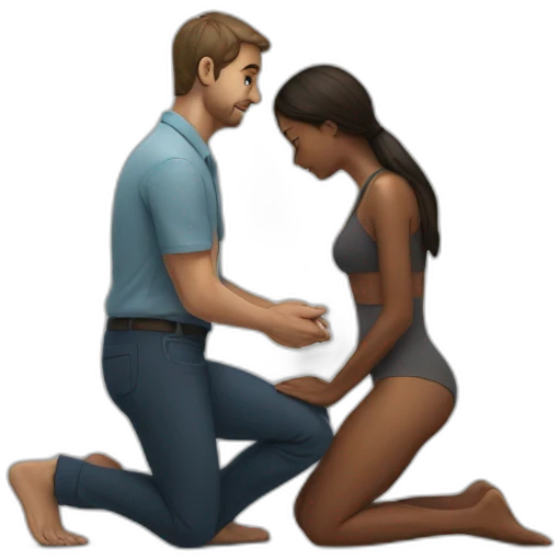 Woman on knees facing man emoji