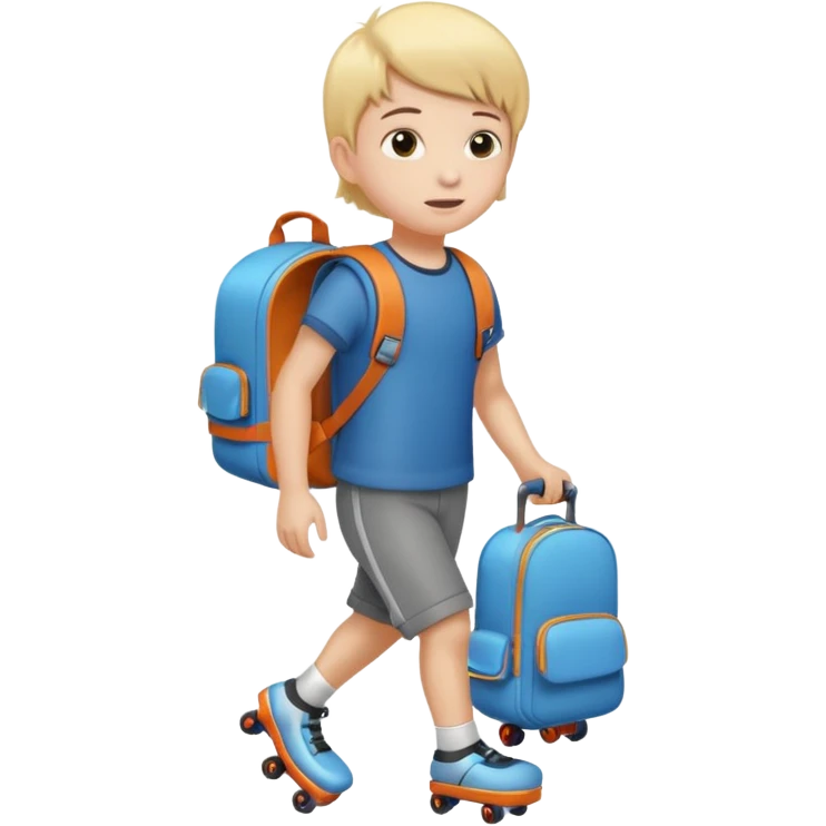 Kid with a roller backpack emoji