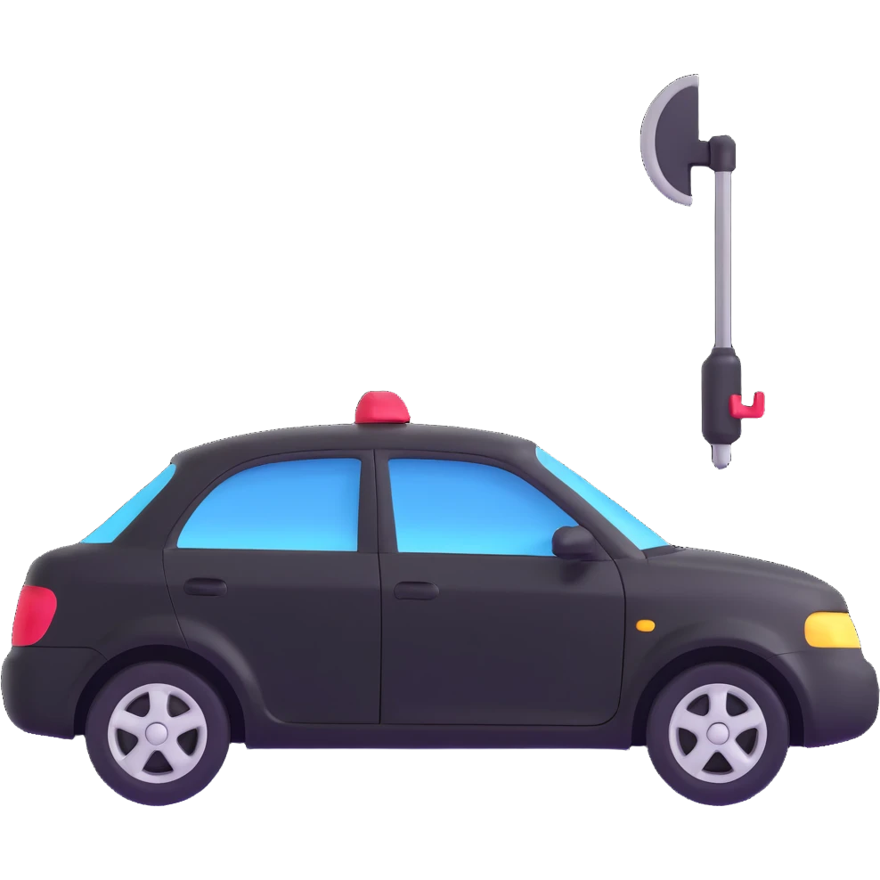 black luxury car door with a clearly visible dent on the bodywork, PDR (Paintless Dent Repair) tools such as rods positioned above the damage, elegant and modern emoji