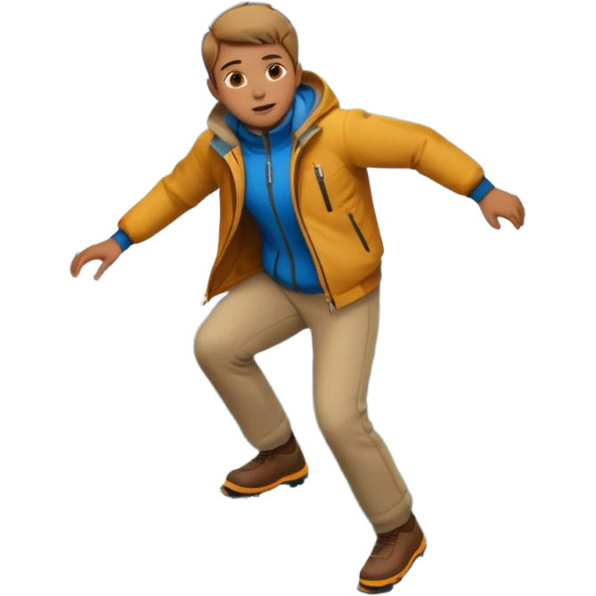 a man sliding down from the mountain which in circle shape emoji