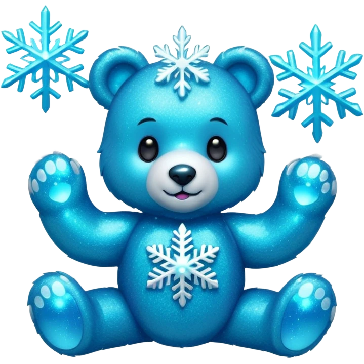 glitter bear with cyan snowflake emoji