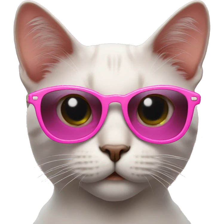 A cat with pink sunglasses and looks like a baddie  emoji