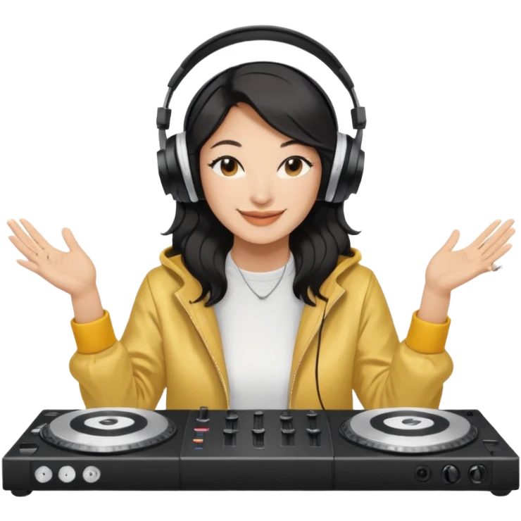 Peggy Gou phaying music with DJ table emoji