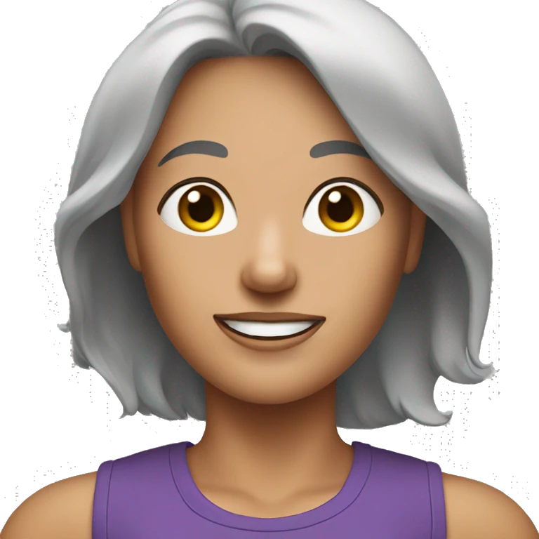 Grey hair fitness woman emoji