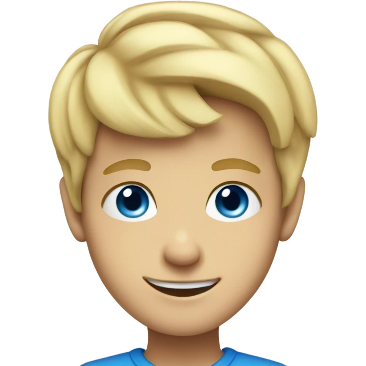 smiling blonde boy with blue eyes  portrait emoji