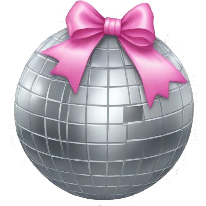 Silver disco ball with a pink bow  emoji