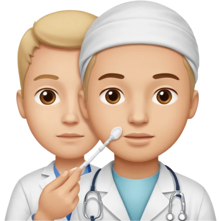 cheek swab for healthy young man, emoji