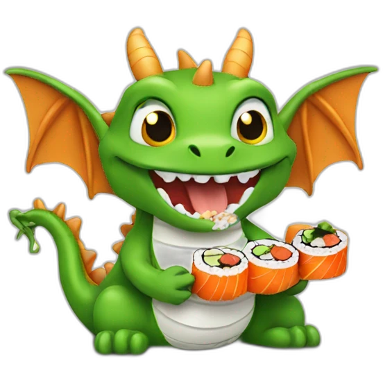 dragon eating sushi emoji