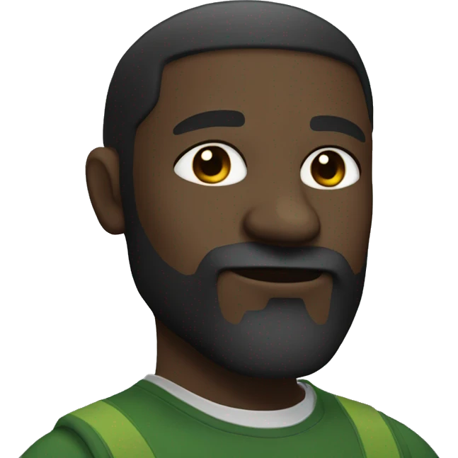 dark-skinned man with dark brown beard and cannabis hair emoji