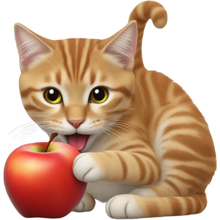 Cat eating an apple emoji