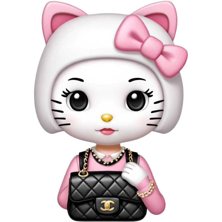 Hello Kitty wears in Chanel with a black bag Timeles emoji