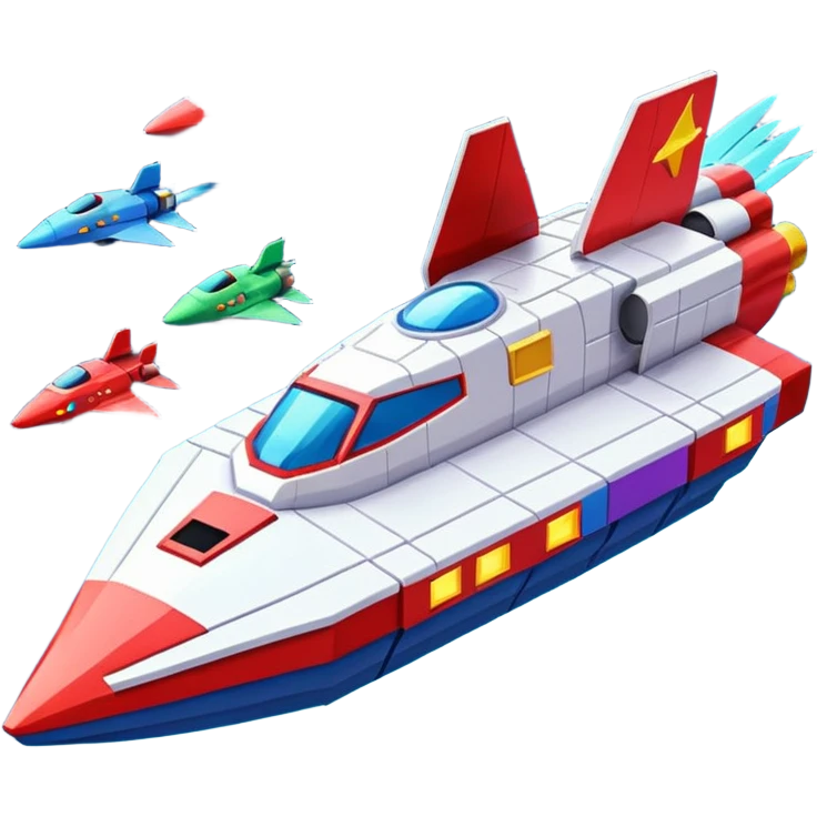 a galaga ship in a pixellated 1980s retro video game style emoji