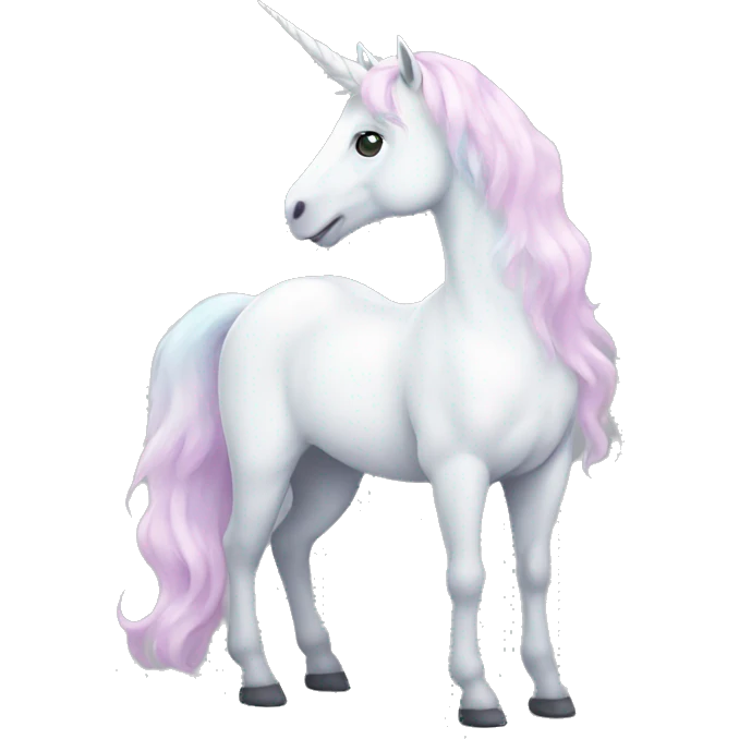Fullbody White unicorn with pastel color mane  emoji