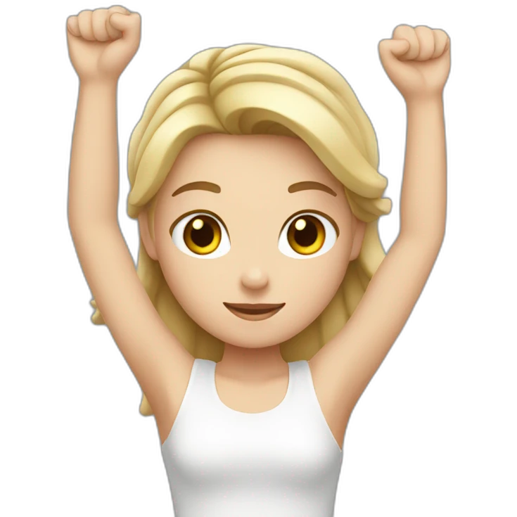 white girl with arms up emoji