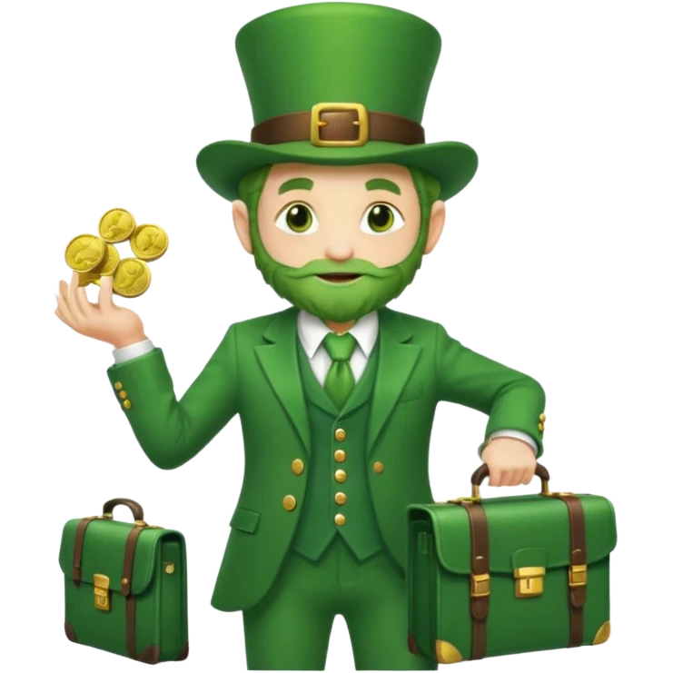 Leprechaun with a briefcase of money  emoji