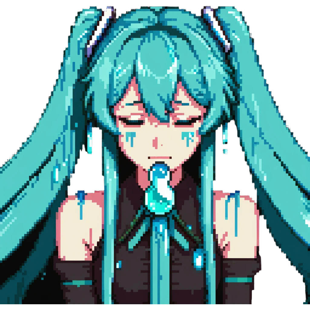 Hatsune Miku crying reaction with tears emoji
