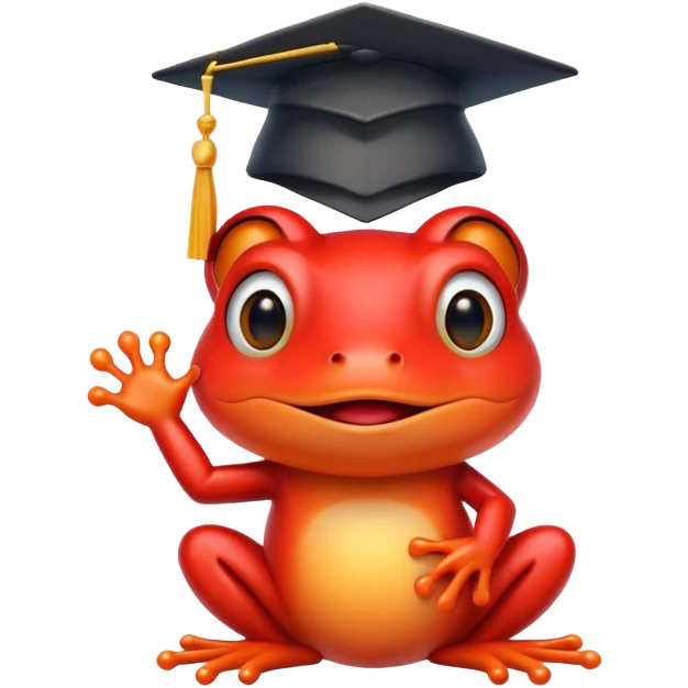 red frog with a graduation hat emoji