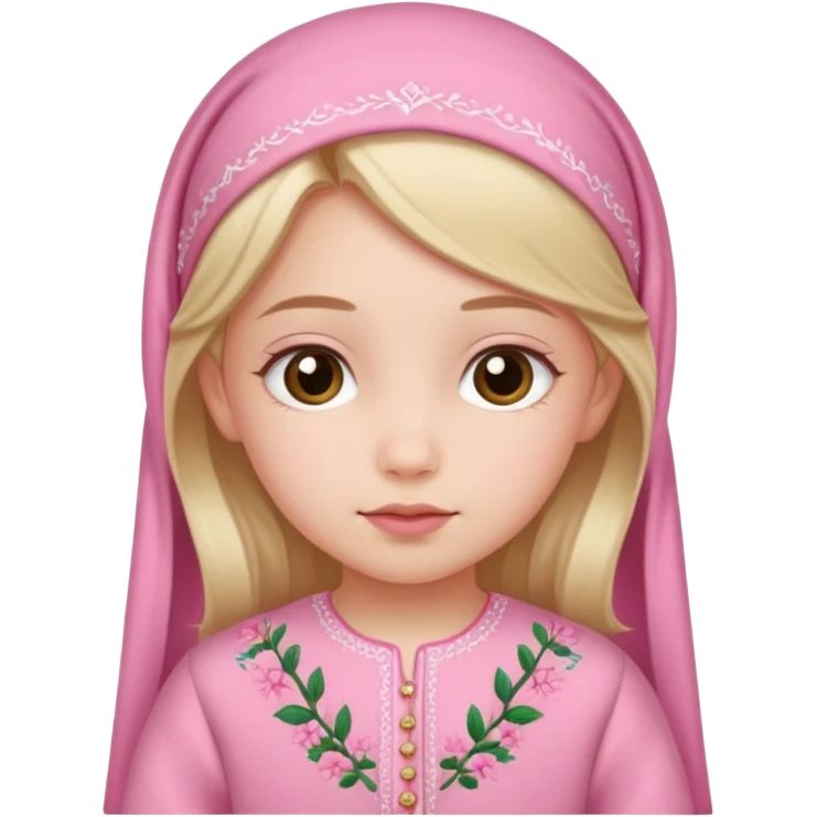 Cute little girl wearing pink clothes and feeling calm poster with Ghabali design emoji