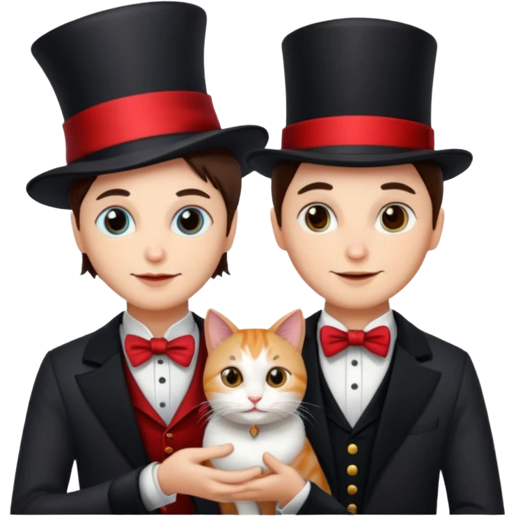 magician couple and their pet cat emoji